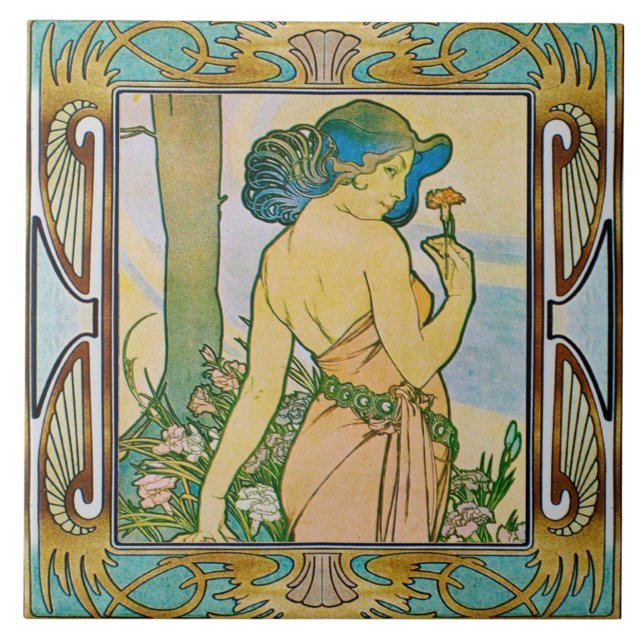 Art Nouveau Azulejo de cerâmica Alphose mucha much (Frente)