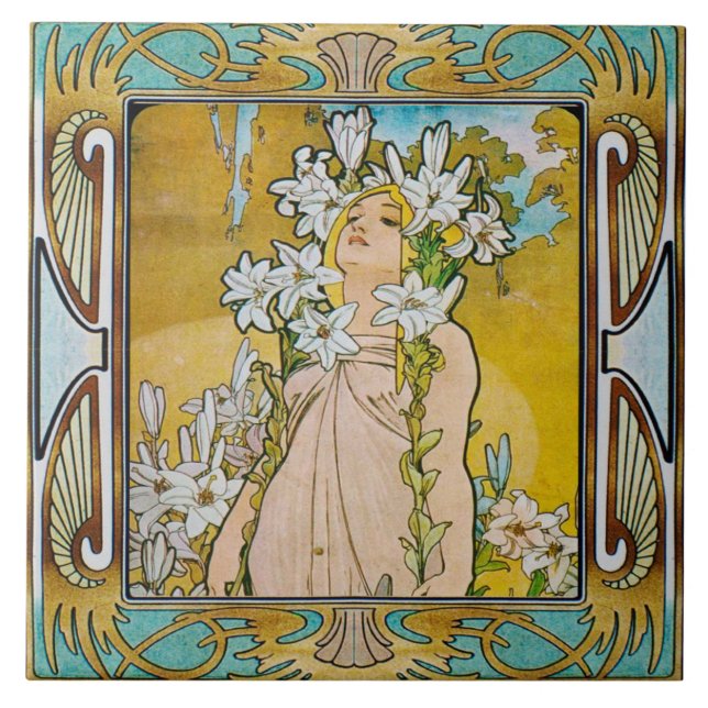Art Nouveau Azulejo de cerâmica Alphose mucha much (Frente)
