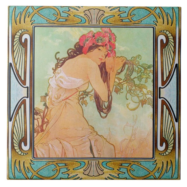 Art Nouveau Azulejo de cerâmica Alphose mucha much (Frente)