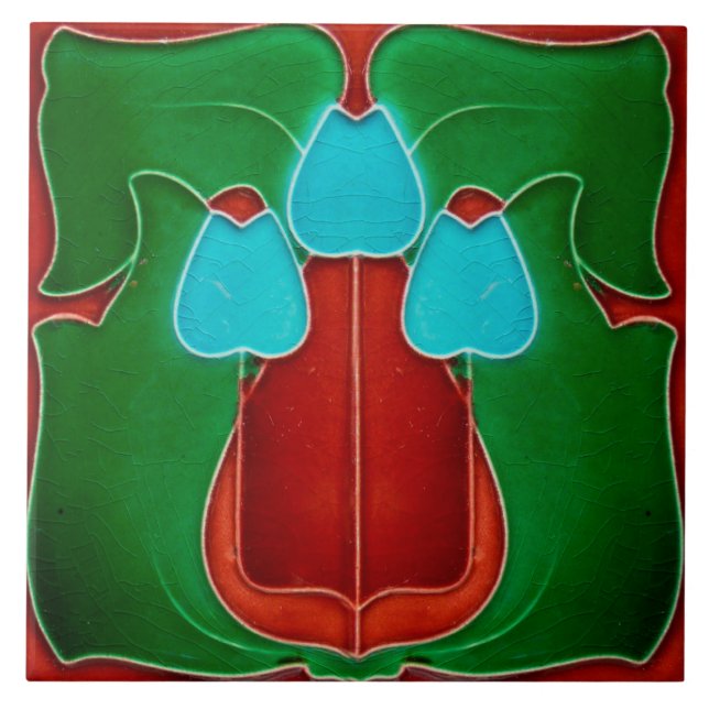 Art Nouveau Azulejo de Lareira cerâmica (Frente)