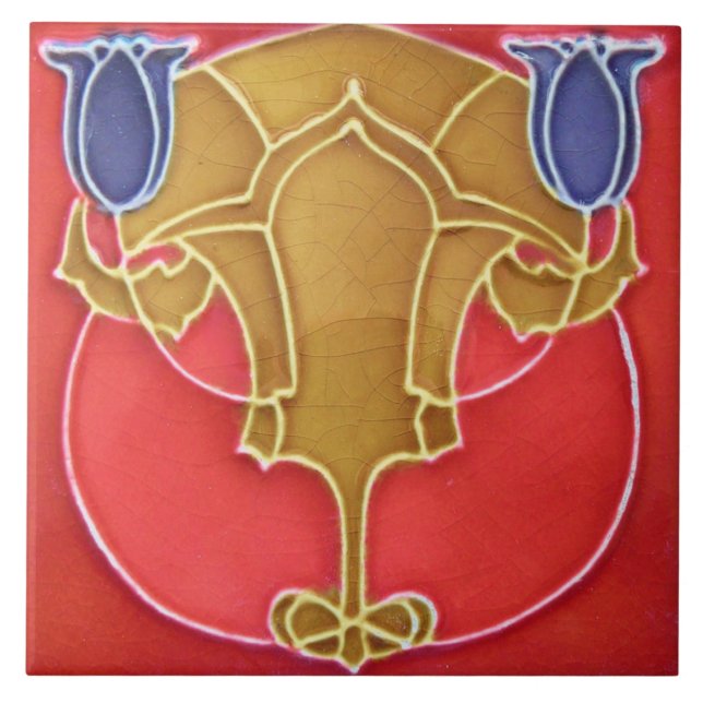 Art Nouveau Azulejo de Lareira cerâmica (Frente)