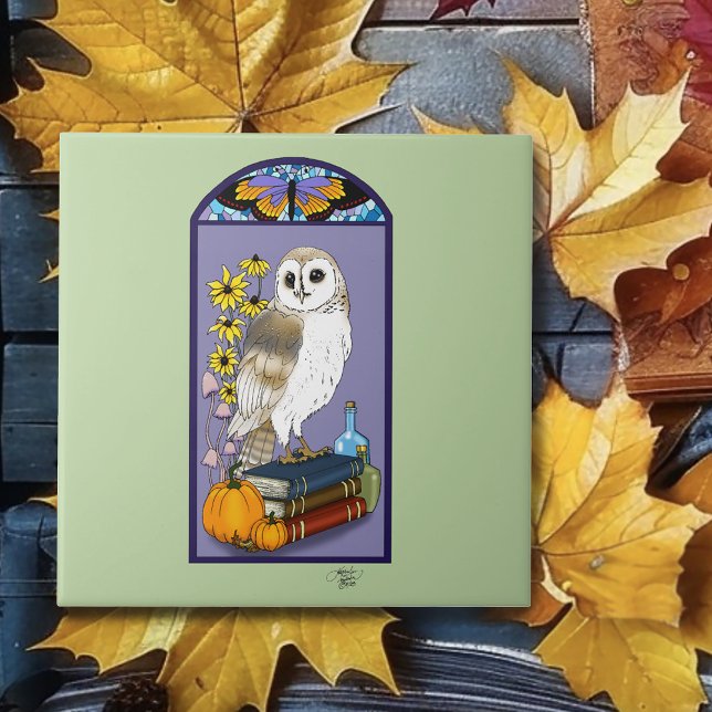 Art Nouveau Barn Owl Pumpkins Livros (Criador carregado)