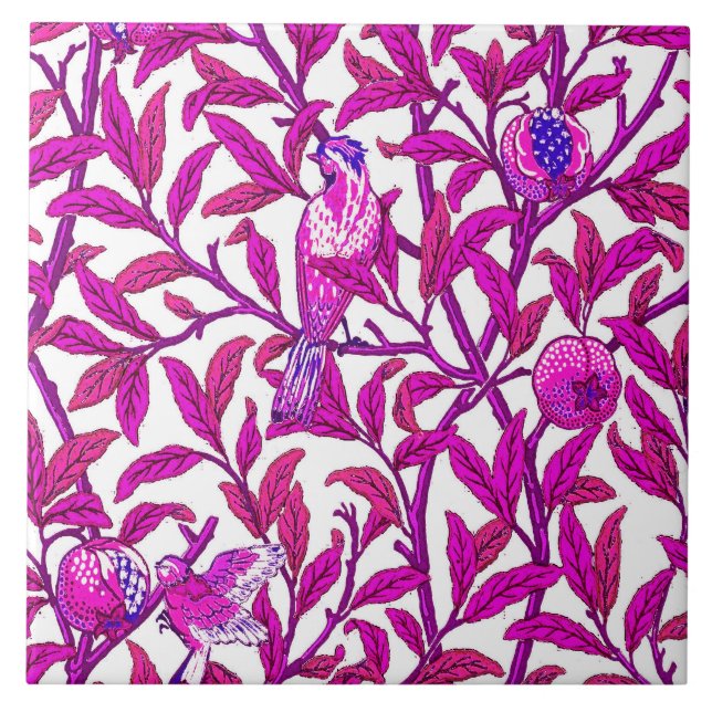 Art Nouveau Bird e Pomegranate, Fuchsia e Violet (Frente)