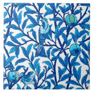 Art Nouveau Bird e Pomegranato, Cobalt Blue
