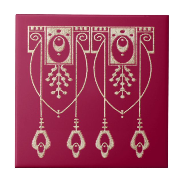 Art Nouveau Burgundy Cerâmica (Frente)