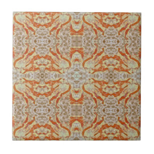 Art Nouveau Burnt Orange Yellow Mirror Art Pattern