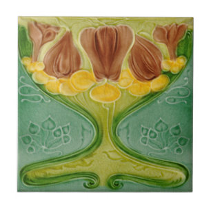 Art Nouveau c1900 Malkin - Repro Floral Detalhado