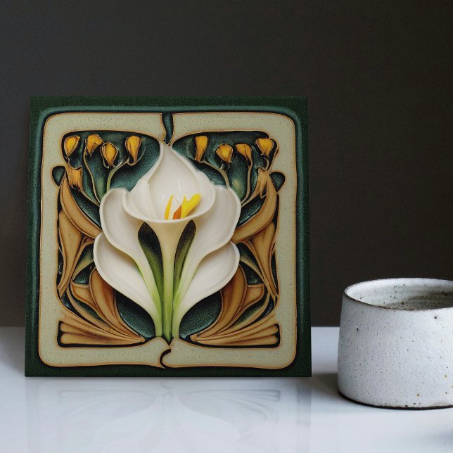 Art Nouveau Calla Lily Arte Floral Simétrica (Seek more? Explore our collection for more matching tiles to uplift your space.)