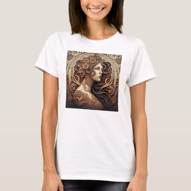 Art Nouveau Camiseta Básica Feminina (Frente)