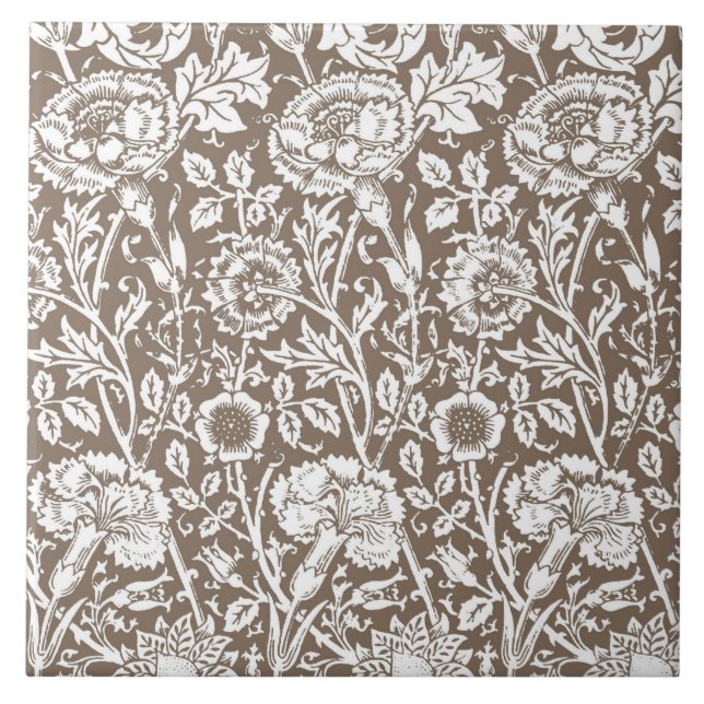 Art Nouveau Carnação Damask, Taupe e White (Frente)