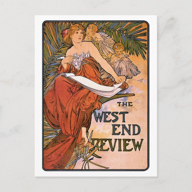 Art Nouveau Cartão postal: Mucha - West End Review (Frente)