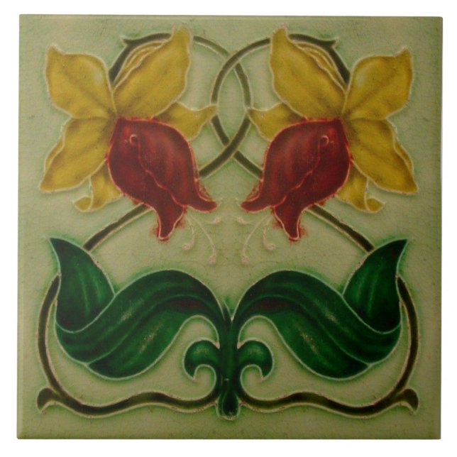 Art Nouveau ceramic fireplace wall tile (Frente)