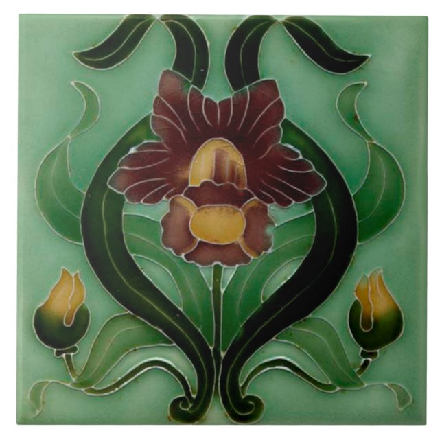 Art Nouveau Ceramic fireplace wall tile (Frente)