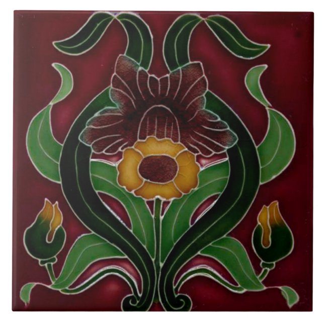 Art Nouveau Ceramic Fireplace Wall Tile (Frente)