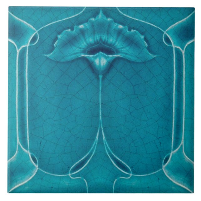 Art nouveau ceramic tile blue (Frente)