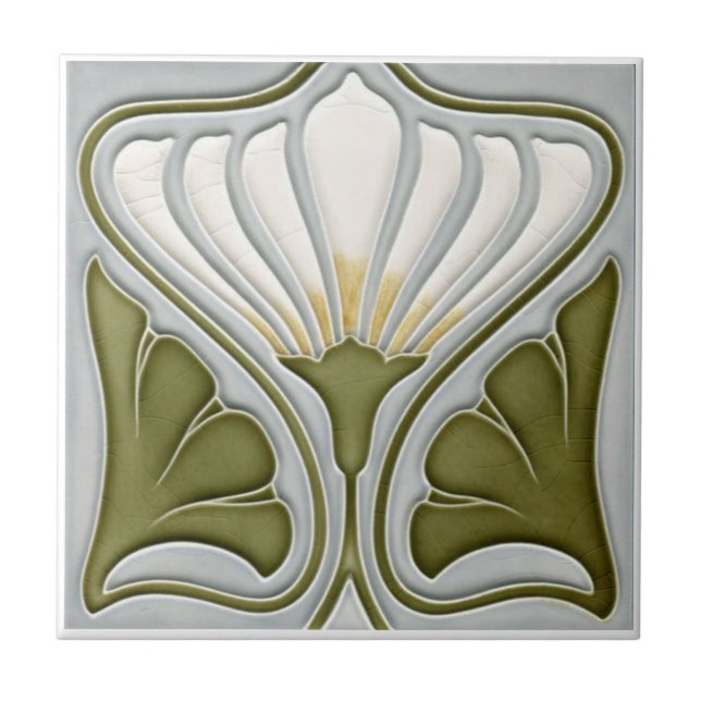 Art Nouveau Cerâmica Azulejo de Parede Branco BG (Frente)