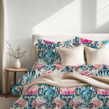 Art Nouveau Cobrir Floral Rosa Duvet