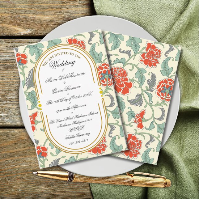 Art Nouveau Convite à Caligrafia Floral (Criador carregado)