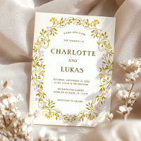 Art Nouveau Convite Floral Antiquado