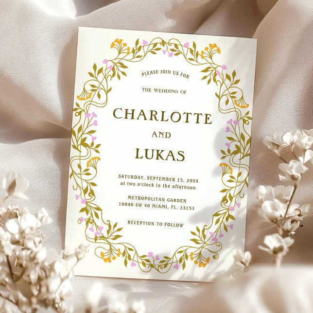 Art Nouveau Convite Floral Antiquado (Criador carregado)