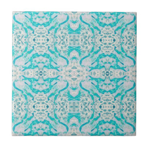 Art Nouveau Coração Branca Teal Padrão Espelhad