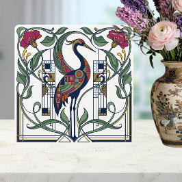 Art Nouveau Crane Floral Geometric Pattern Ceramic