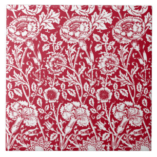 Art Nouveau Cravo Damask, Vermelho e Branco