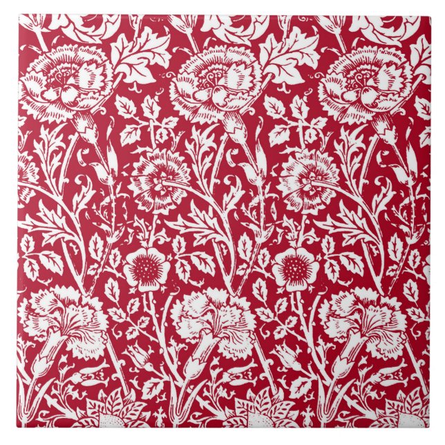 Art Nouveau Cravo Damask, Vermelho e Branco (Frente)