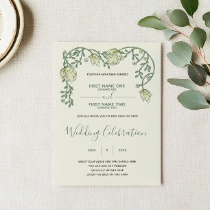 Art nouveau creme e convite para casamento verde