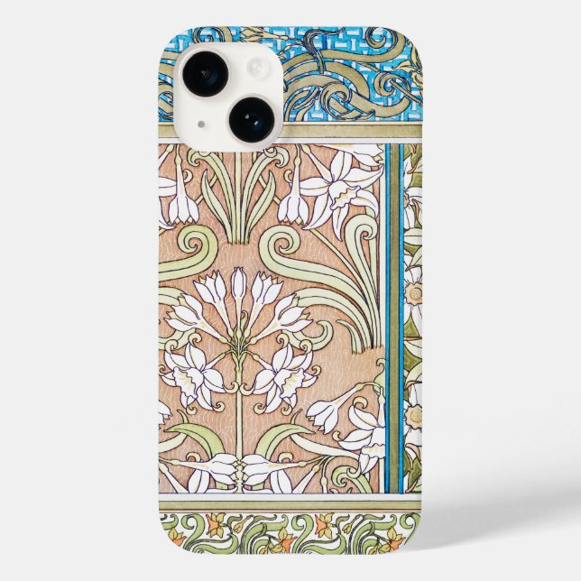 Art nouveau daffodil Verneui têxtil arte floral (Verso)