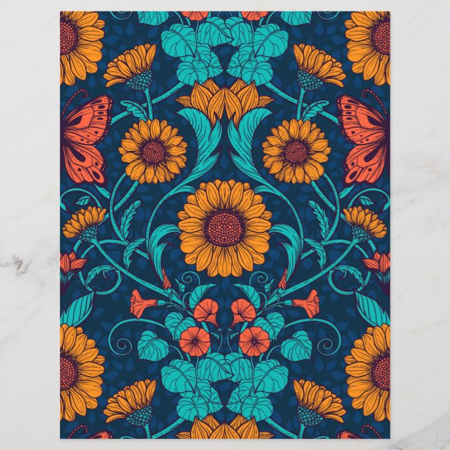Art Nouveau daisie em azul e amarelo (Frente)