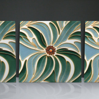 Art Nouveau Daisies Flores azuis sem solha