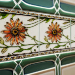 Art Nouveau Daisies Flores sem costura<br><div class="desc">Este belo azulejo cerâmico apresenta um padrão floral uniforme de margaridas da era Art Nouveau. O movimento Art Nouveau era conhecido por seus intrincados designs e formas orgânicas que eram inspirados pela natureza. A flor da margarida simboliza pureza e inocência, fazer-a um presente perfeito para alguém especial. Este azulejo é...</div>