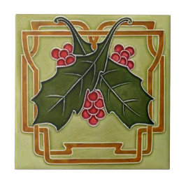 Art Nouveau Deco Holly Berries Natal Repro