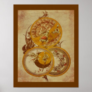 Art Nouveau Design Floral Poster de idade avançada