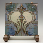 Art Nouveau Elegance Jade Bronze<br><div class="desc">Experimente o alento do movimento Art Nouveau com esse azulejo cerâmico encantador que funde articamente tons verdes de jade e bronze. Apresenta um elegante design simétrico que lembra as formas e estruturas naturais, assinatura do período. As linhas e curvas graciosas são destacadas em tom de bronze queimado, contornando o pano...</div>