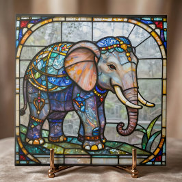 Art Nouveau Elephant Faux Stained Glass Mosaic Art
