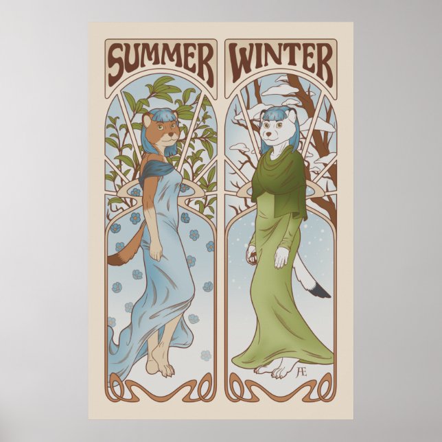 Art Nouveau Ermine Furry Poster (Frente)