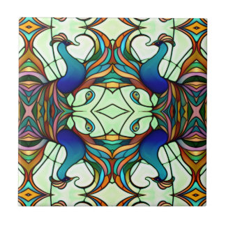 Art Nouveau Estilo de Vidro Colorido de Peacock