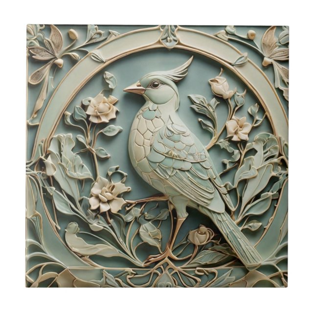 Art Nouveau Faux Alivio Bird Rico Floral (Frente)