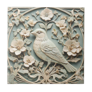 Art Nouveau Faux Alivio Blossomo de Flores de Aves
