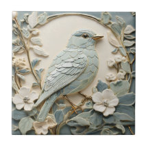 Art Nouveau Faux Alivio Bluebird Bird Direita
