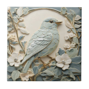 Art Nouveau Faux Alivio Bluebird Bird Direita