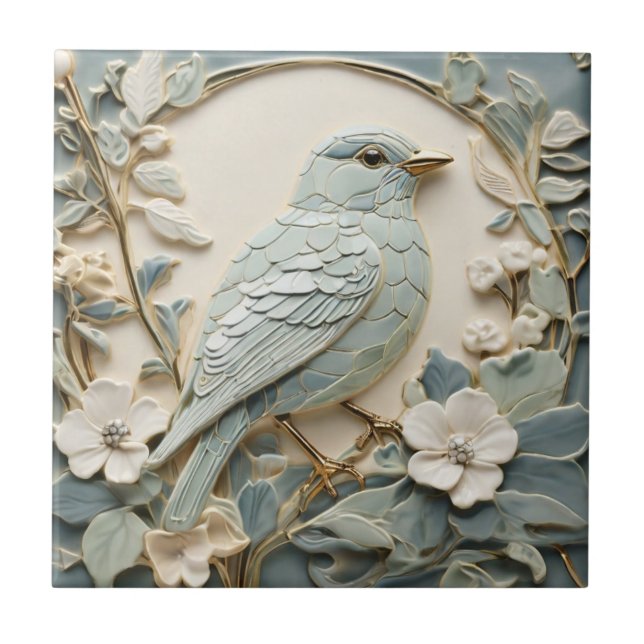 Art Nouveau Faux Alivio Bluebird Bird Direita (Frente)