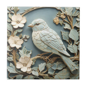Art Nouveau Faux Alivio Bluebird Pássaro Virado pa