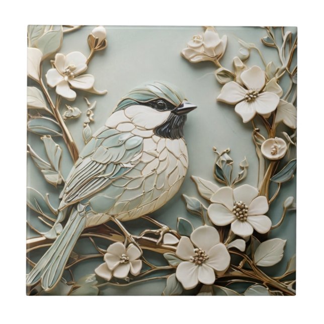 Art Nouveau Faux Alivio Direito Chickadee Bird Min (Frente)
