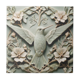 Art Nouveau Faux Alivio Direito Pássaro Hummingbir
