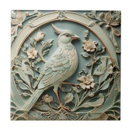 Art Nouveau Faux Alivio Direito Rico de aves Flora