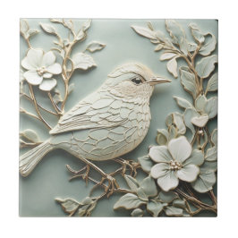 Art Nouveau Faux Alivio Direito Wren Bird Mint