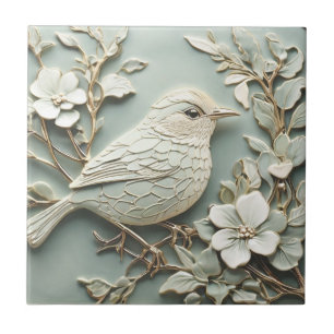 Art Nouveau Faux Alivio Direito Wren Bird Mint